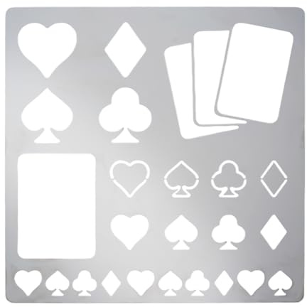 FINGERINSPIRE Spielkarten Metall Schablonen 16cm Quadratisch Scrapbooking Zeichenschablonen Edelstahl Herz, Pik, Club, Diamant-Muster Malschablonen für Gravur, Pyrographie, Journal