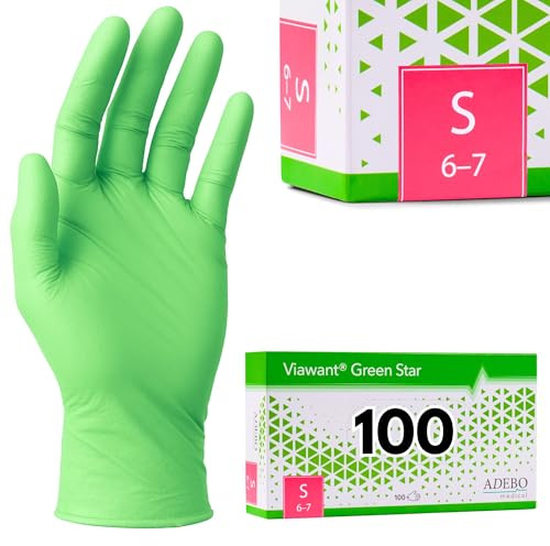 Einweghandschuhe 100 Stück | S | Nitrilhandschuhe Grün | Puderfreie, latexfreie Einmalhandschuhe | Reißfest & feinfühlig | EN 455 & EN 374 | Gr. S, M, L