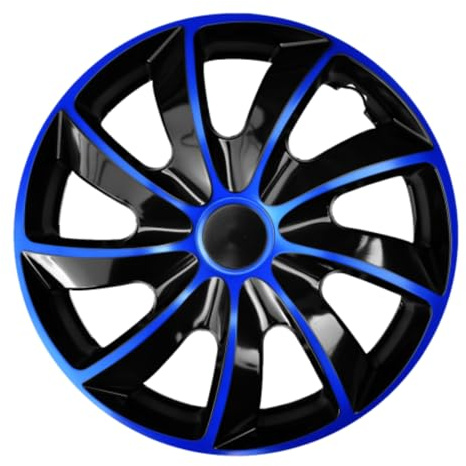 Luckyberg Radkappen 15 Zoll Quad | Radzierblenden 4er-Set für die meisten Automarken und Stahlfelgen, Zierkappen in vielen Farben. Felgenabdeckung für Autofelgen. (15 - BLAU/SCHWARZ)