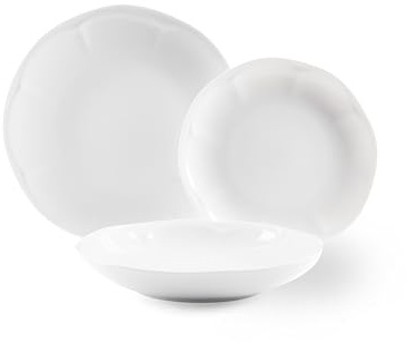Excelsa Caterina - Vajilla de 18 piezas, porcelana, blanco, 6 personas