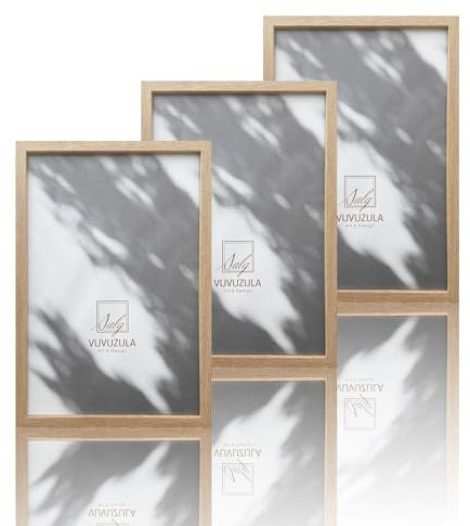 VUVUZULA Cadre photo, 20 x 30 cm, Cadre photo en bois, Cadre MDF, 20 x 30 cm, Chêne naturel, Lot de 3
