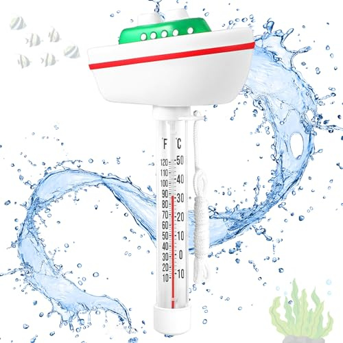 Mecctuck Termometro galleggiante per piscina, termometro per piscina, termometro per piscina, termometro per acqua, termometro galleggiante, facile da leggere, temperatura dell'acqua per piscine e spa
