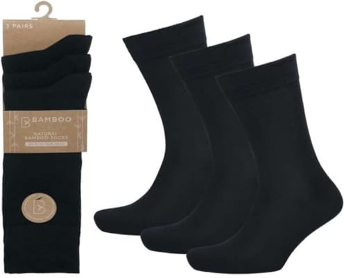 OnlyBee Mens Plain Black Bamboo Socks 3 Pairs