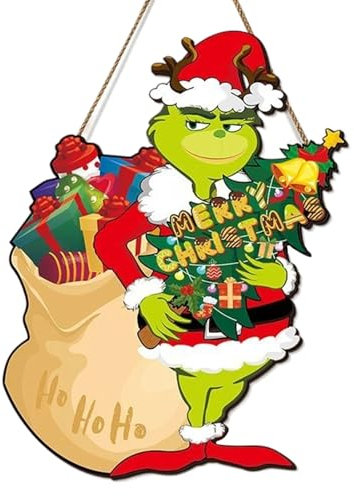 Weihnachten Türschilder Hängende Holzschilder, Weihnachts Willkommens Hängende Schilder Weihnachtsdekoration, Xmas Holiday Holzschild Türdekorationen für Innen Außen Dekor (Stil D)