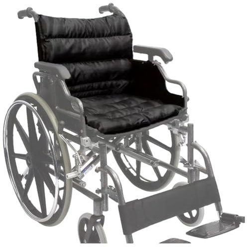 HUTRADE Cojín Integrado para Silla De Ruedas con Respaldo, Cojín De Apoyo Lumbar Antiescaras, Lavable, Funda para Silla De Ruedas con Superficie De Poliéster/algodón