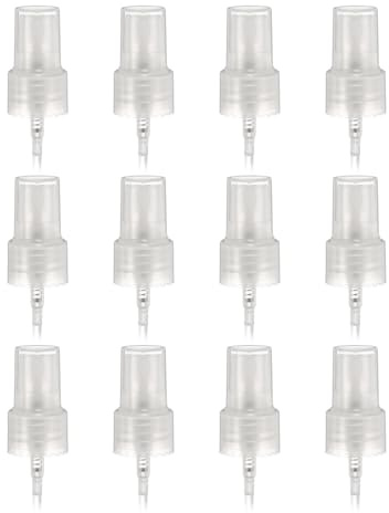 sourcing map 12 Pcs Clear Spray Top, 20/410 Fine Mist Sprayer Reusable Replacement Spray Bottle Pump Plastic Top for Cosmetic Perfume and Body Sprays Bottle