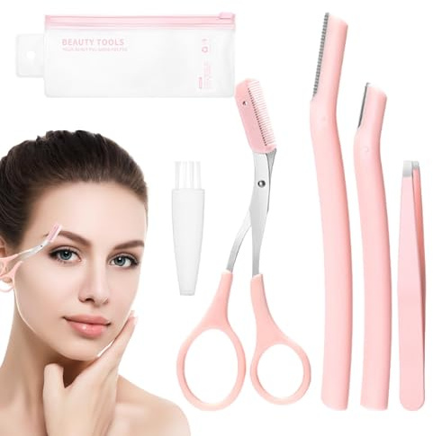 Augenbrauen-Pflegeset, Augenbrauen-Trimmer-Set - Augenbrauentrimmer, Scherenkamm - Augenbrauen-Set für Männer und Frauen, Augenbrauenschneider für Frauen, Entfernung eingewachsener Gesichtshaare, Schu