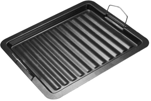 Alipis Enamel Non-Stick Barbecue Pan for Outdoor Camping and BBQ with Shape and Black Colour, for Grilling Vegetables and Pizza During Picnic