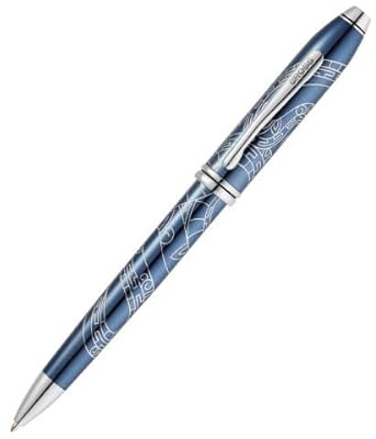 Cross Townsend Kugelschreiber Sonderedition 'Jahr der Schlange' (Strichstärke M, Schreibfarbe schwarz, dokumentenecht, Premium Geschenkbox) durchscheinender blauer Lack mit verchromter Gravur