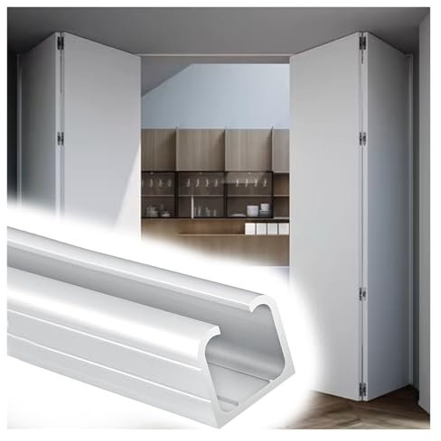 AMUFJJ Sliding door kit track rail Pocket Door Track Kit 100 150 200 CM, Concealed Shower/Closet/Barn Door Hardware Set with 8-Wheels Hanger/Door Bumpers/Floor Guide(White,56in/142.2cm)