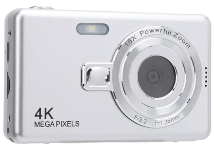 Cámara Digital 4K de 50mp con Zoom de 16x, Cámara Selfie Compacta para Viajes, Pantalla de 2.4 Pulgadas, Cámara de Fotografía Recargable (64GB)