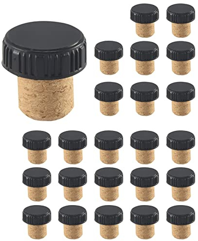 Dsdhuf 24 Pieces Cork Plugs Cork Stoppers Tasting Corks T-Shape Wine Corks with Top Wooden Wine Bottle Stopper Bottle Plugs
