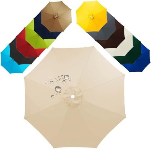 Toile de Rechange pour Parasol 3,5/3,0/2,8/2,7/2,5/2,3/2,0 Mètres 6/8 Baleines | Auvent De Rechange Extérieur |Protection UV | Tissu De Rechange pour Parasol,Beige,6 Ribs: 2.8m/9.2ft