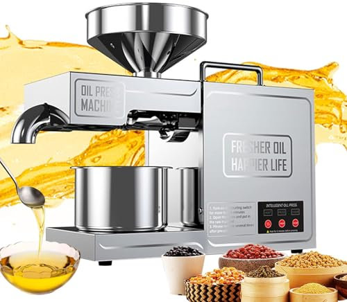 Macchina per Estrazione di Olio A Olio Caldo/Freddo, Pressa per Olios in Acciaio Inossidabile 820 W, Macina Olios Semi Noci Commerciale, per Colture Oleaginose, Come Arachidi, Girasole