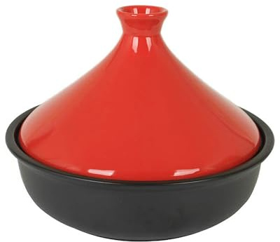 XIUCAI Tajine Marocchino per 1-3 Persone, Pentola Artigianale in Ceramica con Coperchio, Resistente al Calore e Mantiene umidità, per Cucina o Ristorante,Rosso