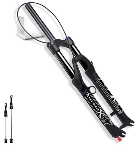LYYCX AuroraXQ Downhill Fahrrad MTB Luft Federgabel 26/27,5/29 Zoll Gerade/Konisch, Federweg 160mm 1-1/8 Aluminiumlegierung für Mountainbike, AM, XC, DH(Straight Remote,26 Zoll)