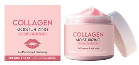 Lip Mask - Lip Sleeping Mask - Lip Mask Overnight - Lip Moisturiser for Dry Chapped Peeling Cracked Lips Fades Lip Lines, Lip Care, 60g