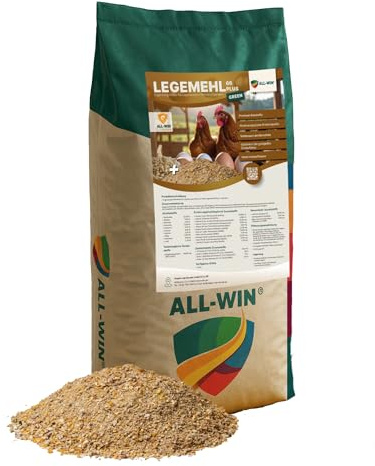 ALL-WIN Legemehl 66 Plus Green 20 kg | Hühnerfutter – Premium Ergänzungsfutter für Legehennen – staubarm, ohne Gentechnik, mit Vitaminen & Mineralstoffen – stabile Eierschale & goldgelbes Eigelb
