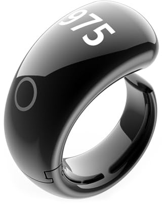 Lawnoval Smart Tasbih Zikr Ring, verstellbarer wasserdichter digitaler Zähler mit App-Unterstützung für Gebet, 16,5 mm/18 mm/20 mm/22 mm/23,9 mm, Schwarz oder Weiß Schwarz