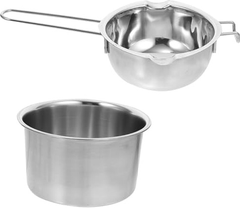 FOMIYES Pentola a Bagnomaria in Acciaio Inox 304 600ml per Fusione Cera Cioccolato Burro Base 16 Cm, Set per Cucina Domestica, Pasticceria e Ristorazione