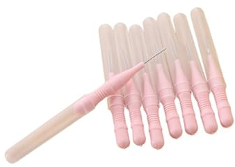 Interdentalborste 50 st/låda 0,5 mm mellanrumsborstar tandmellanrumsborste rak oral hygien verktyg för rengöring (ljusrosa)