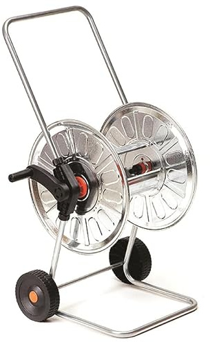 Agra ti Avvolgitubo in Metallo con Ruote per Irrigazione, Telaio Resistente, Capacità mt.80 Tubo da 1/2 o mt.50 da 3/4