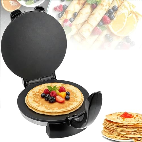 HWYYLXS MáQuina EléCtrica para Crepes, 1500w, para Hacer Chapatis con Calentamiento RáPido Y Temperatura Ajustable, Mango Anti-Quemaduras para Tortillas, Crepes Y Omelets Indios