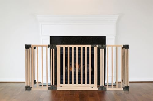 Safetots Naturholz MehrPanel Kaminschutzgitter, 88cm Tief x 120cm Breit, Naturholz, 76cm Hoch, Baby und KleinkindFeuerschutz, Sicherheitsbarriere für Kamine, Einfache Installation