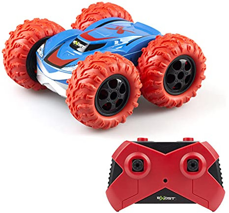 Exost RC 54257 Radiostyrd 360 CROSS-bil från Silverlit med 2,4 Ghz, 360° stunts och en skala på 1:18, leksaksbil som kan köras i båda riktningarna och lämplig för terräng, från 5 år, röd, medium