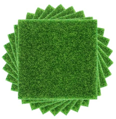 Chudian 8 x Mini Artificial Grass Grass 15 x 15 cm Artificial Synthetic Lawn Miniature Doormat for Micro Landscape Dollhouse Decoration Bottle