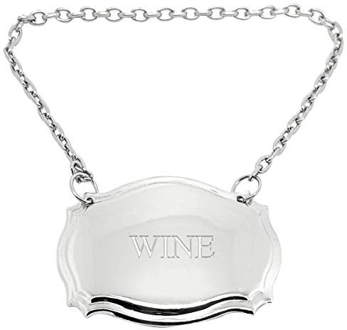 Etiqueta de decantador chapado en plata con grabado de vino