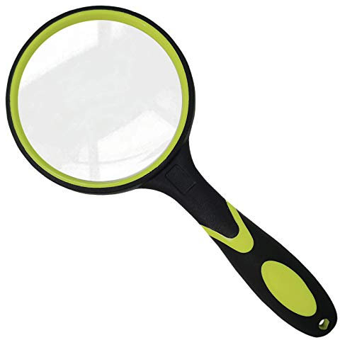 Lupa grande para lectura, lupas de mano de 10X para pasatiempos aplicadas a libros de ciencia, periódicos, observación de pasatiempos, mango suave antideslizante de primera calidad para personas