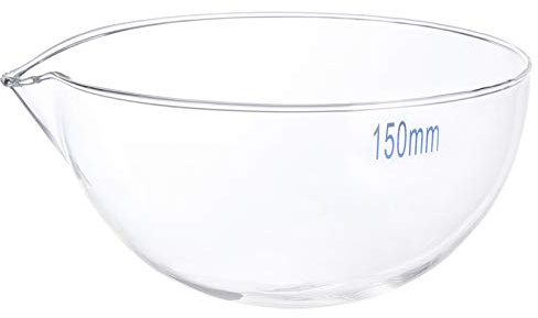 VILLCASE Verdampfungsschale Aus Borosilikatglas Mit Ausguss 5.91X5.91X3.15 Zoll Runder Boden Große Heiz- Und Verdampfungsfläche Für Labor Schule Und Zuhause Transparente Laborschale