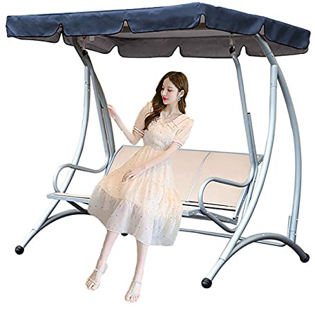 SJASD Ersatzdach für Gartenschaukel Wasserdicht Hollywoodschaukel Dach Dachbezug 210D Oxford-Tuch, 3 Sitzer Schaukeldach ​Ersatz-Bezug Sonnendach Dachplane,Marine,195x125x15cm/77x49x6''