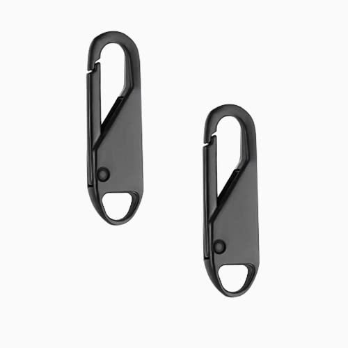 2 Stück Reißverschluss Schieber, Reißverschluss Lasche Ziehen Ersatz, Abnehmbare Zipper Pull Tabs, für Bekleidungsjacken, Koffer, Stoff, Rucksack, Gepäck, Bastelarbeiten(Schwarz, 37x10x3.7 mm)