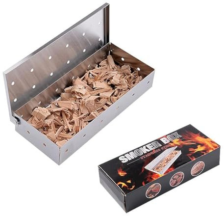 Affumicatore Acciaio Inox Barbecue, BBQ Aroma Box, Scatola per affumicatura per barbecue a gas,per affumicatori, barbecue a carbonella e a gas Smoker Box