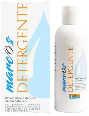 Marcos Detergente, Soluzione Cutanea che Deterge Delicatamente la Pelle, a Base di Olio d'Oliva Ozonizzato al 5%, per Cute Sensibile, con Estratti Naturali, Made in Italy, 200 ml