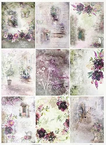 Zita´s Creative Reispapier A3 - Flower Collage. Motiv-Strohseide, Strohseidenpapier, Decoupage Papier