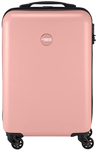 Princess Traveller Handgepäck Koffer - PT01 - Reiskoffer mit 4 Rollen - Peony Pink Rosa - 55cm - Koffer & trolleys - hartschalenkoffer