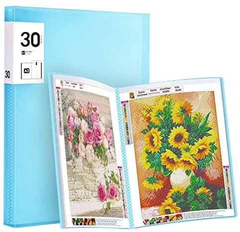 CEWROM Diamond Painting Bilderalbum, Mappe A3 Diamond Painting Zubehör für Aufbewahrung Eigenes Foto, Diamond Painting Set Bilder Album Weihnachten Geschenke für Kinder(30 Seite, Fasst 60 Blatt)
