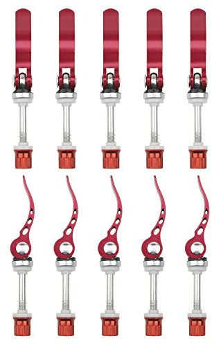 Pxyelec Fahrrad sattelklemme, Aluminiumlegierung Schnellverschluss Klemme Radnaben Sattelstütze Spieß Schraube, M6 × 65 mm, Rot, 10 Stück