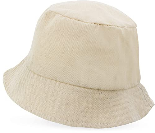 makio Fischermütze Baumwolle Fischermütze Herren Damen Fischerhut Fischerhut Bob Typ Bucket Mütze, ekrü, 60 cm