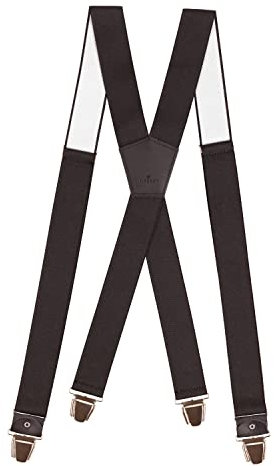 Pierrot Hosenträger für Herren Breit Premium Made in Germany/France - Verstärktes Gummiband, Lederabschlüsse & 4 Extra Starke X-Clips - Verstellbare Länge bis zu 130cm - Garantie auf Lebenszeit