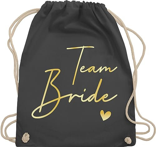 Turnbeutel Rucksack - JGA Junggesellenabschied Frauen - Team Bride Crew Braut - Unisize - Dunkelgrau - brauttaschen bachelorette party beutel junggesellinnenabschied outfit jungesselnabschied tasche