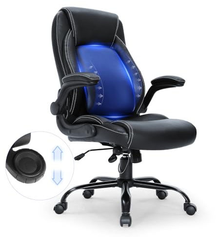 VEVOR Chaise de Bureau en Cuir PU Fauteuil de Direction Ergonomique avec Soutien Lombaire Réglable Siège de Bureau Charge Maximale 136 kg Dossier Haut Inclinable Accoudoirs Relevables pour Bureau