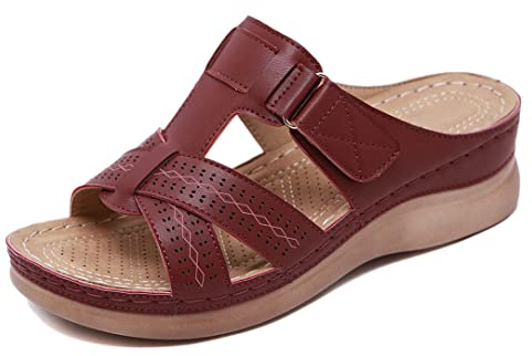 SMajong Sandales Femme été Mode Mules Femmes Compensées Chaussons Confortable Bout Ouvert Plateforme Pantoufles Chaussures de Plage