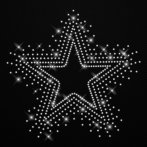 Glitzerdeals Bügelbilder Karneval Strass großer Stern kristall ungefüllt Aufbügler für Textilien - Sterne Strass Bügelbild