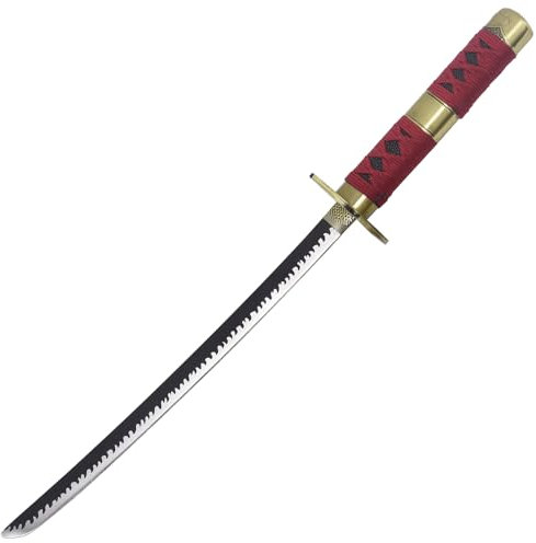 Mini Katana ONE Schwarz/Burgunderrot - Samurai Schwert - Ninja Cosplay Fasching Kostüm Deko Training Rollenspiele Sammler Outdoor Freizeit Hobby
