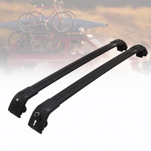 Aluminium Dachträger für Jeep Compass 2011-2016, Universal 2-teiliger Relingträger Fahrradträger, Abschließbar Querträger Dachgepäckablage Zubehör,Black