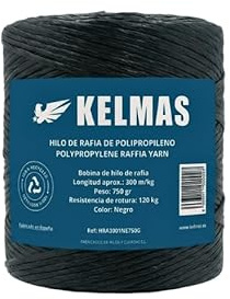 Kelmas - Cuerda - Hilo - Rafia - 225 MTS - 750 g - Grosor 4MM - Cuerda Agricultura - Cuerda Jardinería - Cuerda Paquetería - Cuerda Entutorar - Cuerda Empacar - Cuerda Tomates - Cuerda Negra